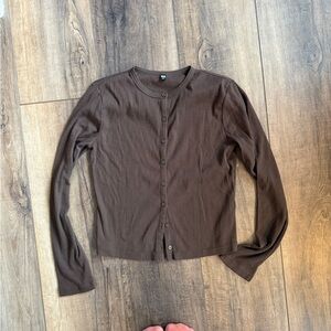 Uniqlo Brown Button-Up t shirt cardigan